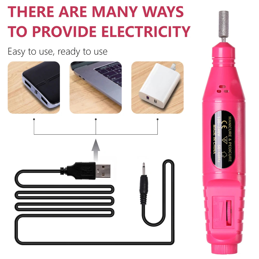 CNHIDS Nail Polishing Tools Electric Nail Drill Machine Pedicure Manicure Drill Set Milling Cutters Set Nail File Equipment