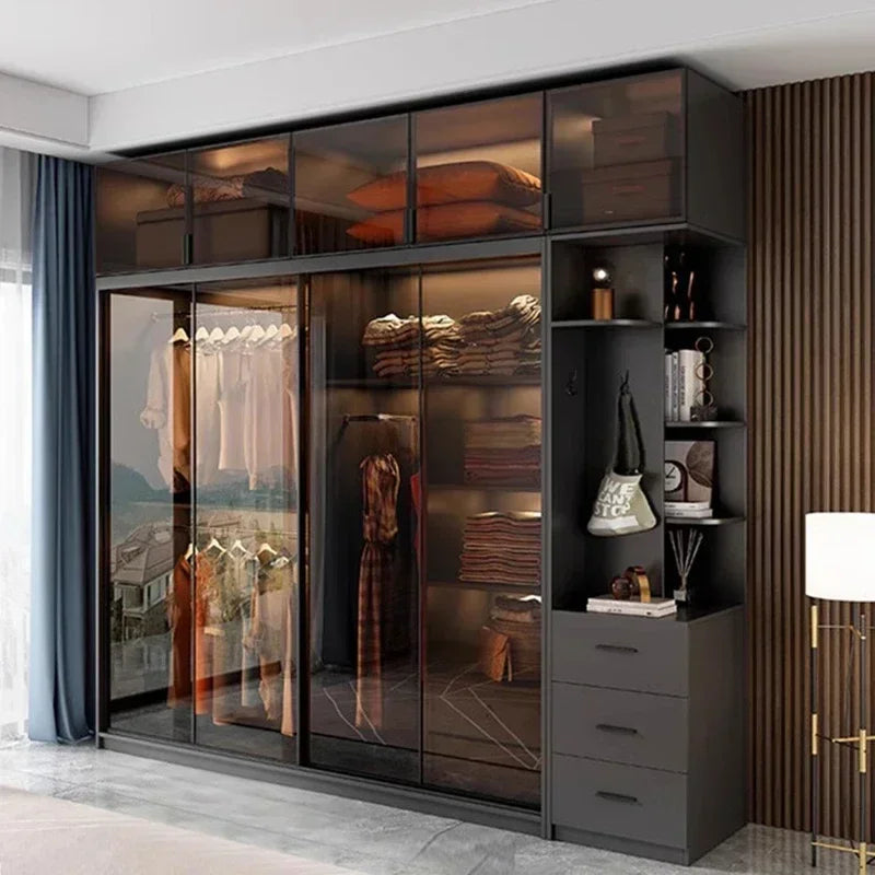 Mirror Cabinets Wardrobe Storage Cupboard Display Desk Clothes Closet Filing Shelves Simple Makeup Cube Ropero Salon Furniture