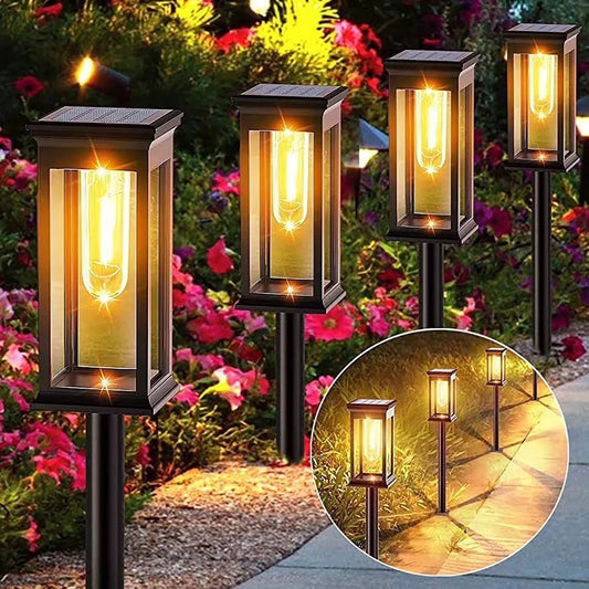 Waterproof LED Solar Lights for Garden Yard Driveway - Automatic Pathway Lighting Outdoor Landscape Lighting Auto On/Off at Dusk