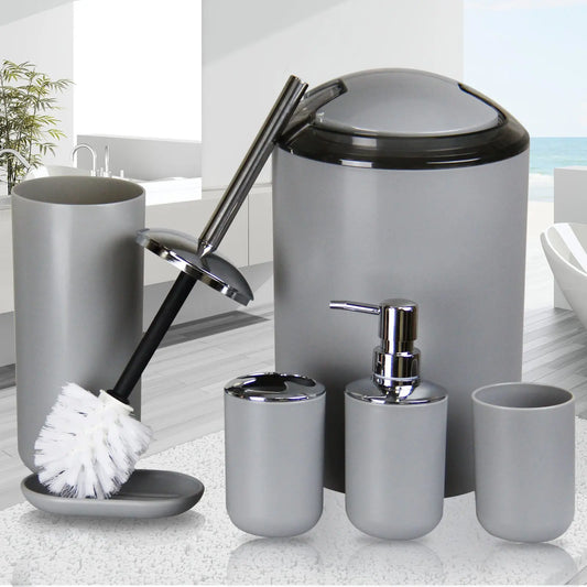 Bathroom Accessories Set 6 Piece Bath Ensemble Includes Toothbrush Holder Cup Soap Dispenser Housewarming Decorative Gift Set