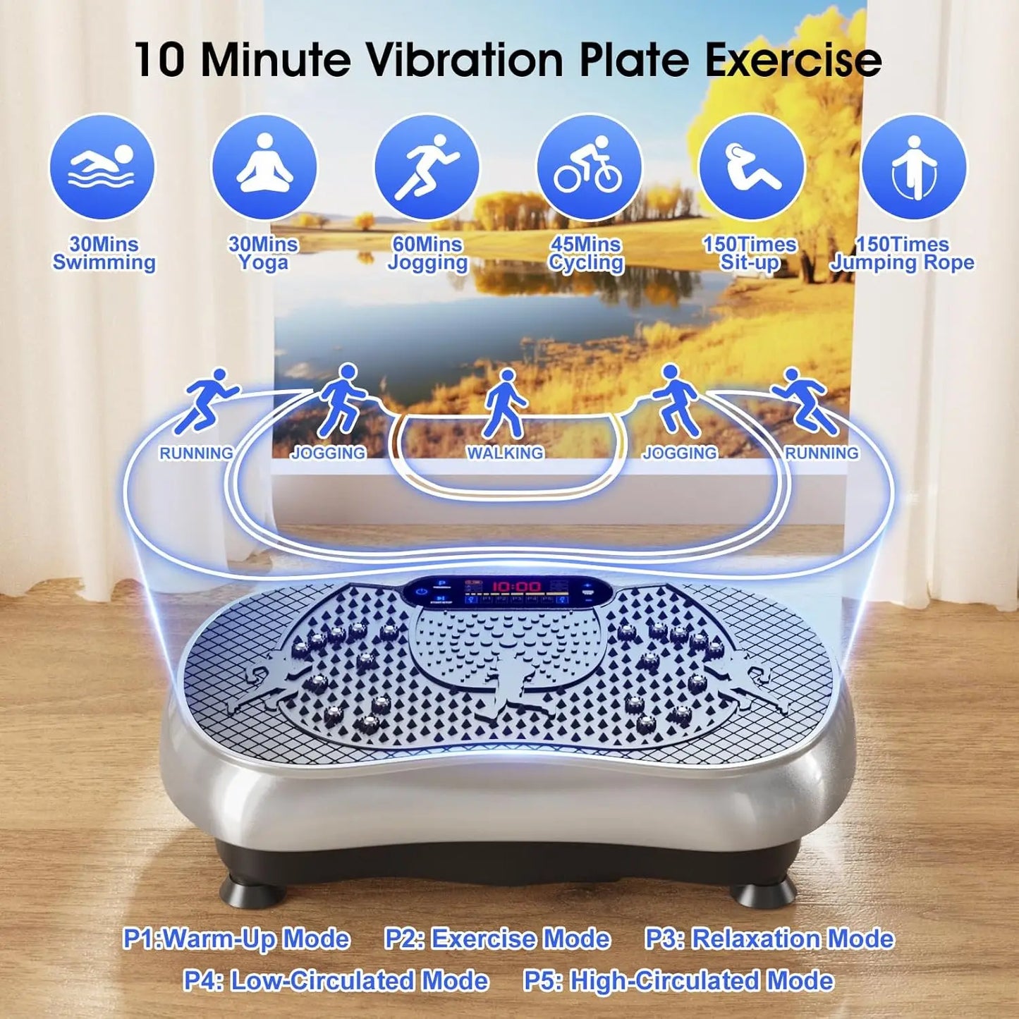 Vibration Plate Exercise Machine, 180 Speed Levels Vibration Plate for Lymphatic Drainage, Whole Body Workout Vibrating Fitness