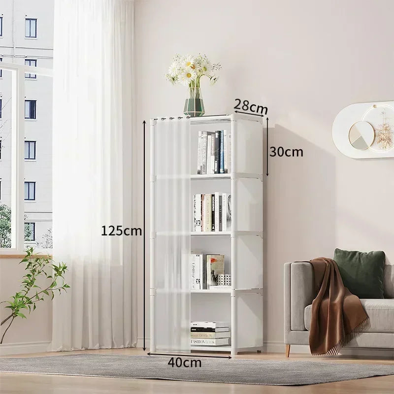 4/5 Layer Wardrobe Storage Rack Large Capacity Dust-proof Cabinet with Curtains Bedroom Simple Clothes Organizer Home Furniture