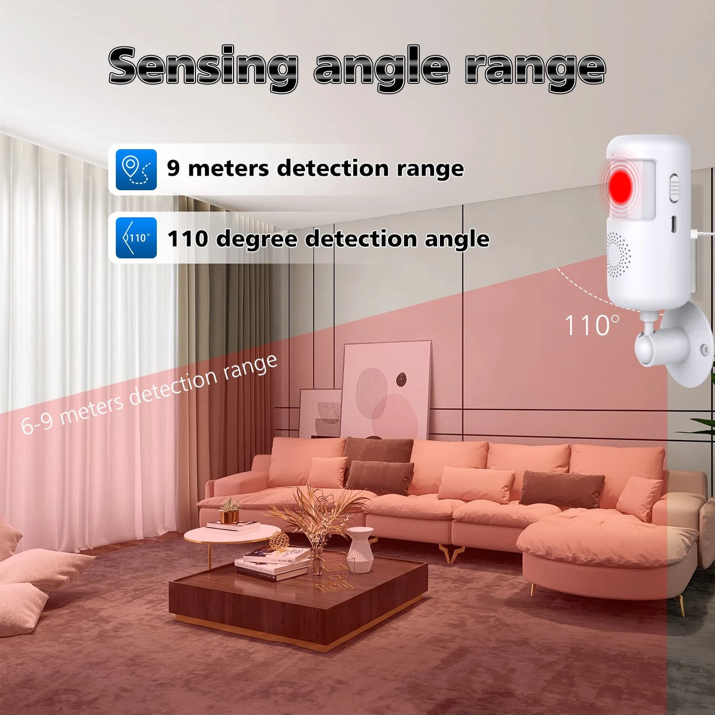 Smart PIR WiFi Motion Sensor Alarm with 110dB Siren & App Alerts, Tuya App for Remote Arm/Disarm,  Home Security System