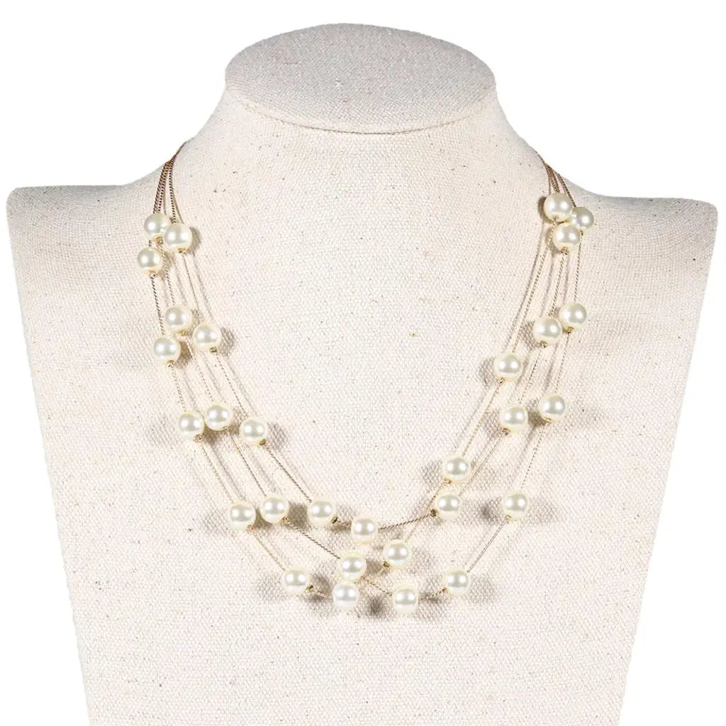 Wedding Bridal Jewelry Set For Women Gold Color Silver Plated Imitation Pearl Fashion Jewelry Necklace+Bracelet+Earring S441-M