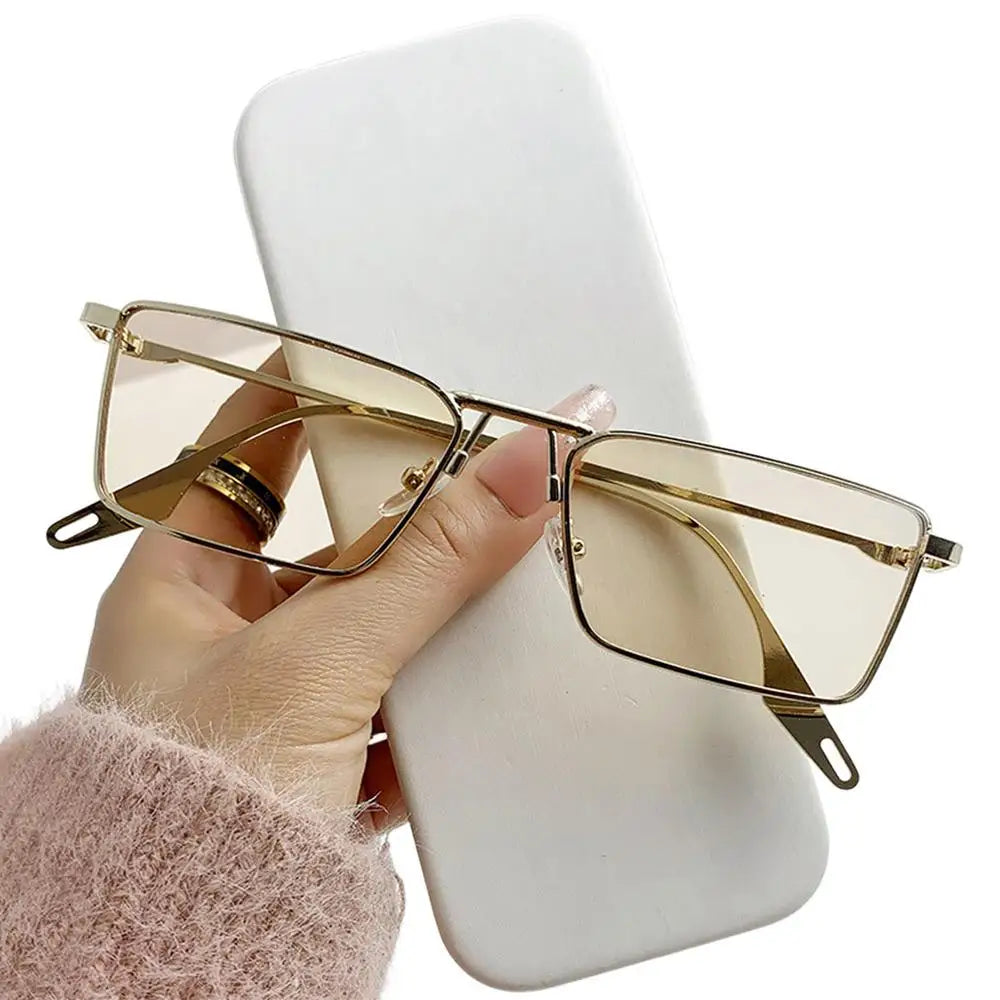 Fashion Small Rectangle Sunglasses Men Women Vintage Punk Square Driving Sun Glasses Luxury Brand Metal Frame Black Eyewear