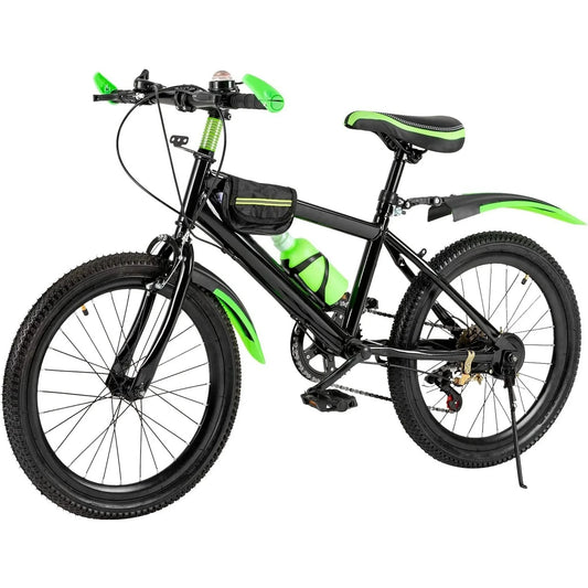 20" Mountain Bike 7 Speeds Kids Bicycle Dual-Disc Brakes Unisex Children's Bicycle Height Adjustable MTB Boys Girls Riding Bike
