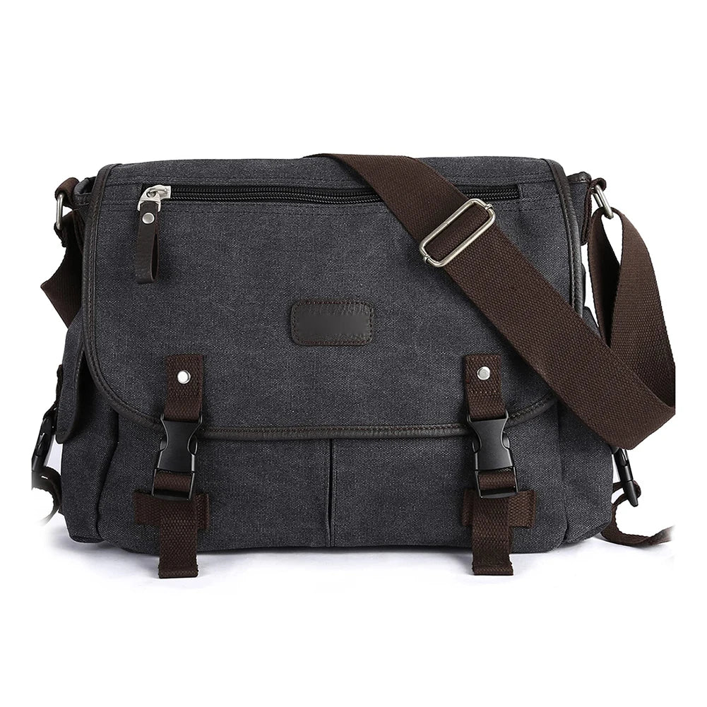 Unisex Canvas Shoulder Bags with Large Capacity and Multi Pockets Adjustable Strap for School and Work Activities