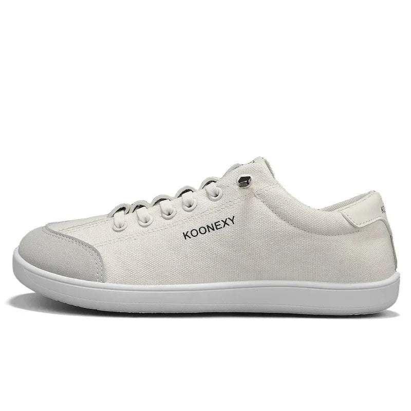 Mens Wide Toe Barefoot Shoes Unisex Canvse Casual Sneakers Lightweight Adjustable Slip on Walking Shoes for Male Zero Drop Flats