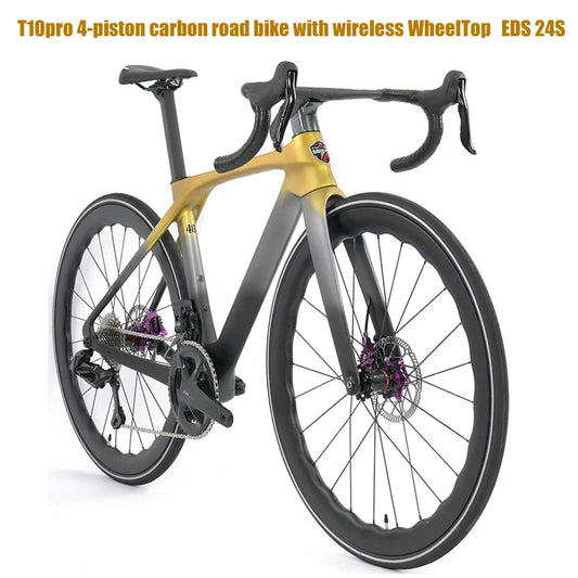 TWITTER Full Carbon Light Weight Road Bike Wireless WheelTop EDS 24S Racing Bicycle 4-Piston Disc Brake With 50mm Carbon Wheels