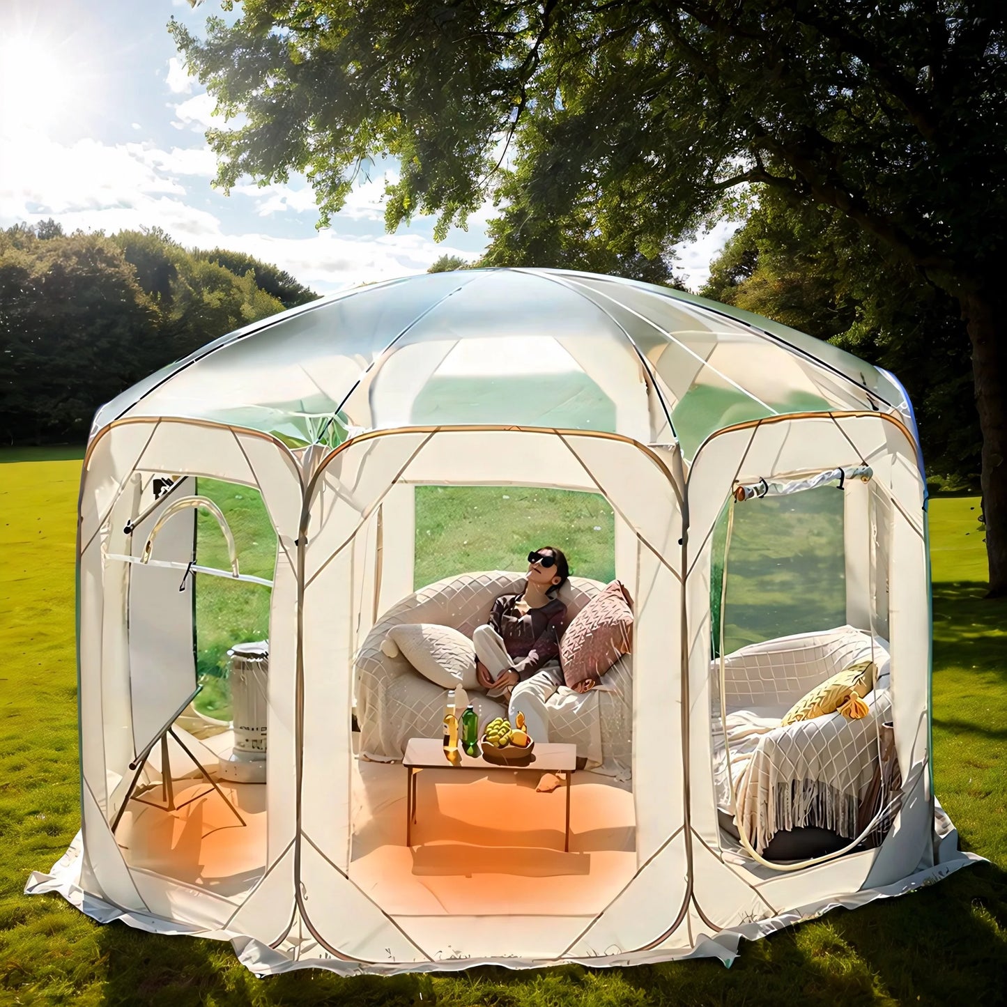 Outdoor Transparent Tent Portable Folding Camping Thickening Tent Starry Sky Bubble House Shade Winter Sunshine Wind/Waterproof