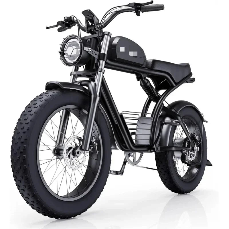 YY2Adults, 1500W 30MPH,48V 20/23AH,Max 75Miles Electric Motorcycle 20" Fat Tire Dirt Bike, Shamano 7-Speed E-