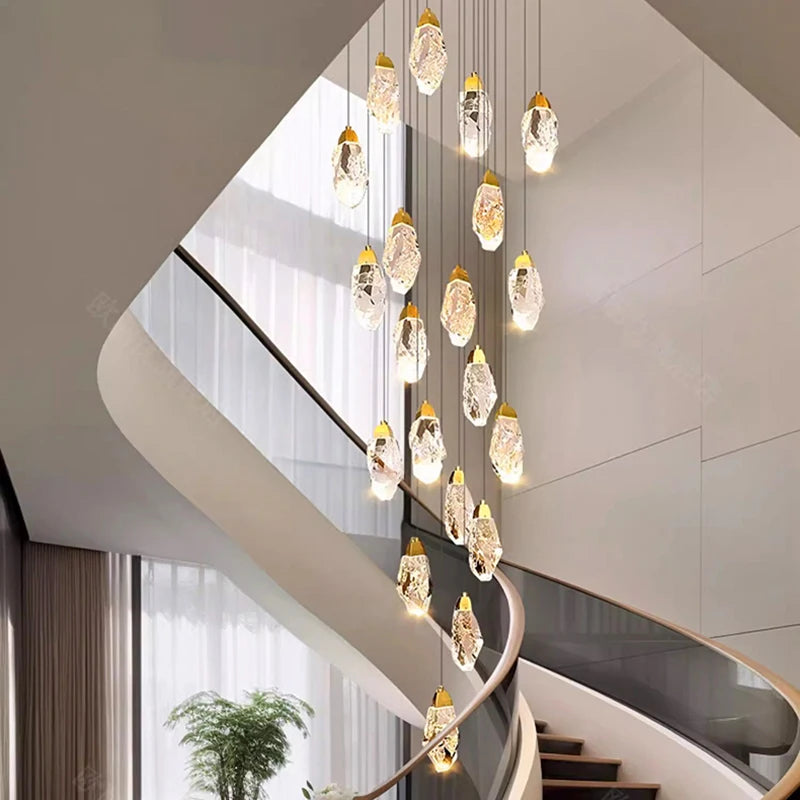 Modern home decoration crystal chandelier, stair Pendant lamp, living room Pendant lights, interior lighting