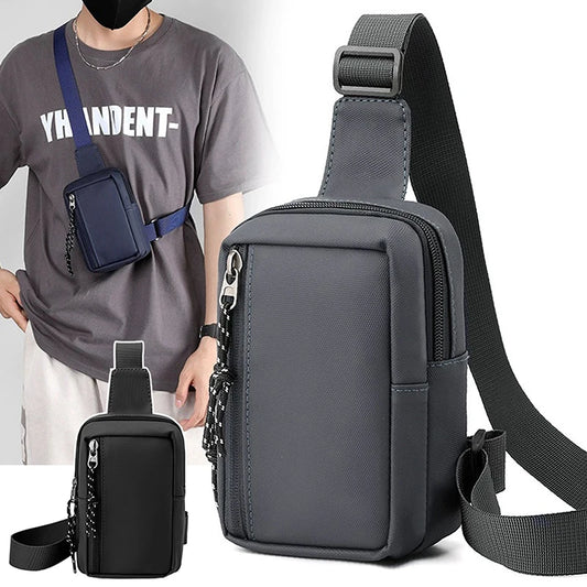 Men's Chest Bag Fashion Small Canvas Shoulder Crossbody Bags Mini Cloth Sling Sport Cross Phone Male Handbag