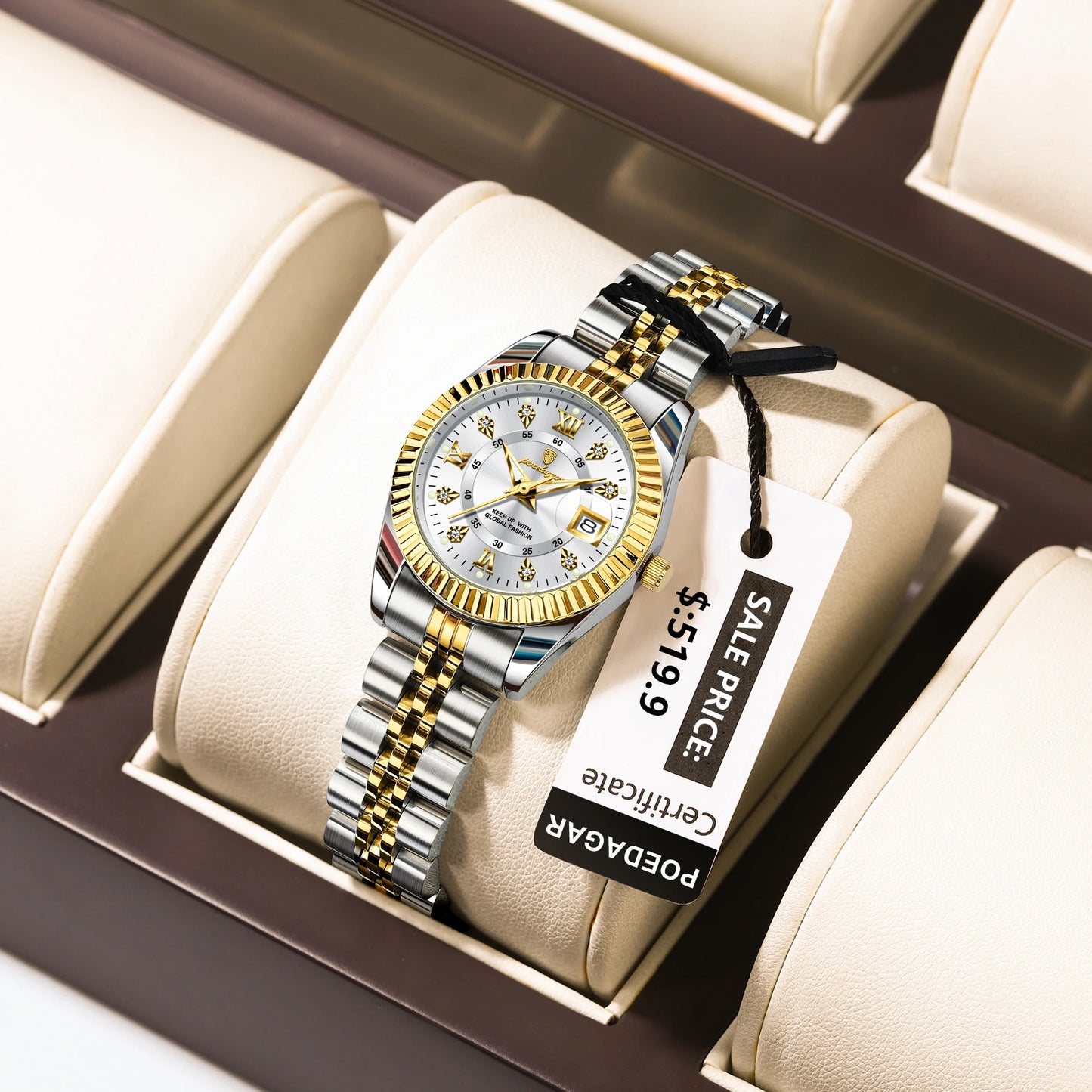 POEDAGAR Luxury Women's Watches Waterproof Luminous Date Ladies Wristwatch Stainless Steel Elegant Quartz Watch For Women Reloj