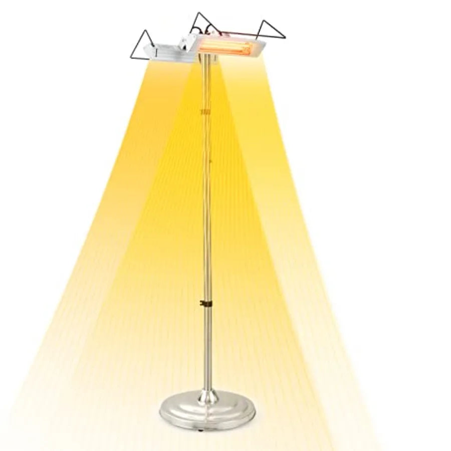 Patio Freestanding Double-Sided Infrared Heater with 2 Heat Settings Overheat Protection Pull Chain Switch Control Aluminum Ele