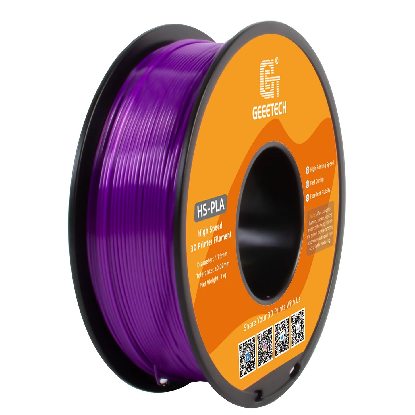 GEEETECH High-Speed PLA Filament 1.75mm 1kg 1 spool, Fast Curing, Better Liquidity, HS-PLA High-Speed 3D Printing Filament