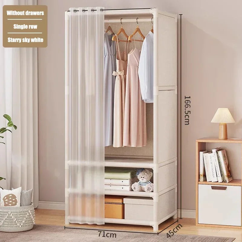 Simple Wardrobe Dustproof Wardrobe with Drawers Household Assembled Simple Storage Armoire Large Capacity Bedroom Furniture