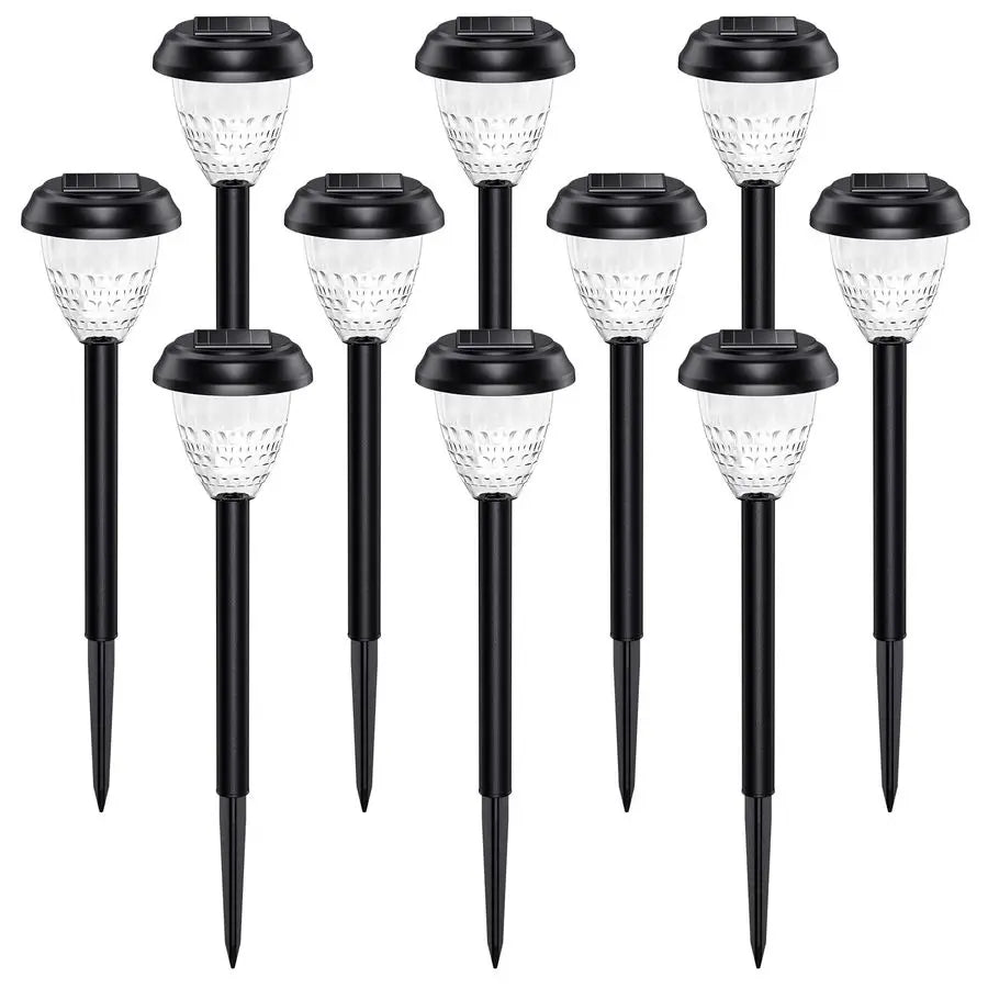 Super Bright Solar Lights, Waterproof 10 Pack, Dusk to Dawn Up to 12 Hrs Solar Powered Outdoor Pathway Garden Lights Auto On Off