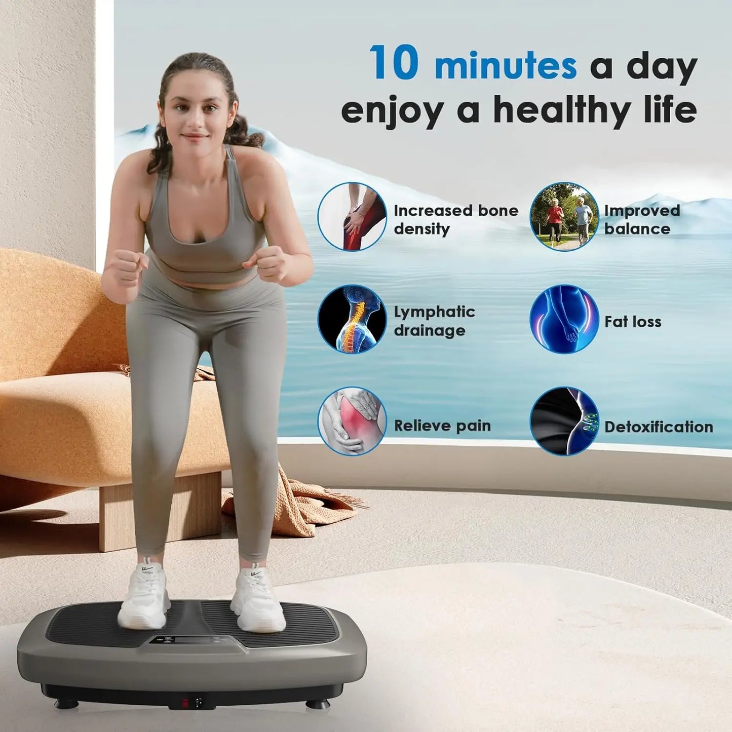 Vibration Plate Exercise Machine - Whole Body Workout Vibration Platform Lymphatic Drainage Machine for Weight Loss Home Fitness