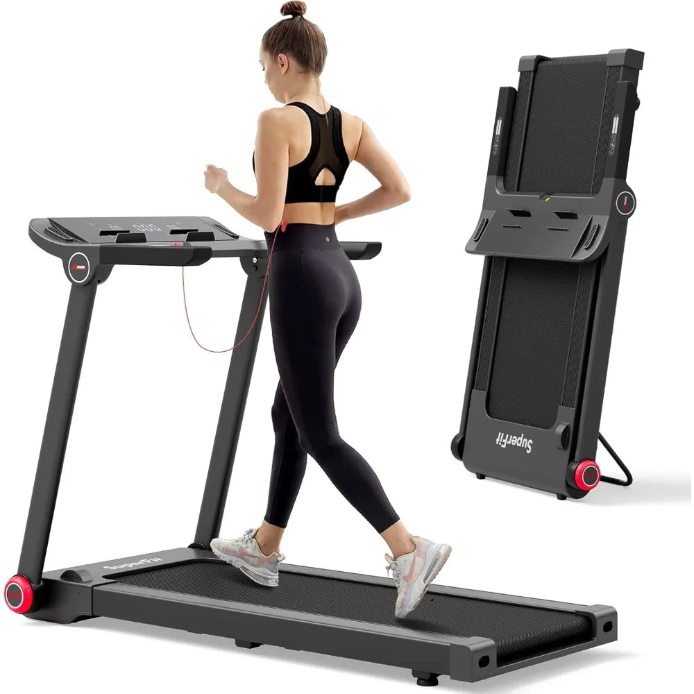 3.75 Folding Treadmill, Freestanding Superfit Treadmill with APP, 12 Preset Programs, LCD Display, Pulse Monitor, Bluetooth