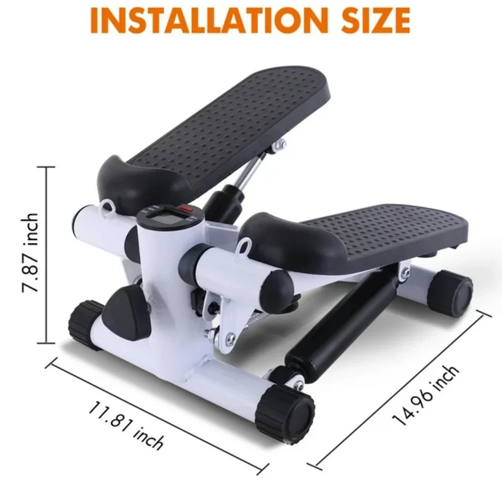 Mini Fitness Stepper Air Stair Climber Stepper Exercise Machine with Resistance Bands and LCD Monitor Without Battery