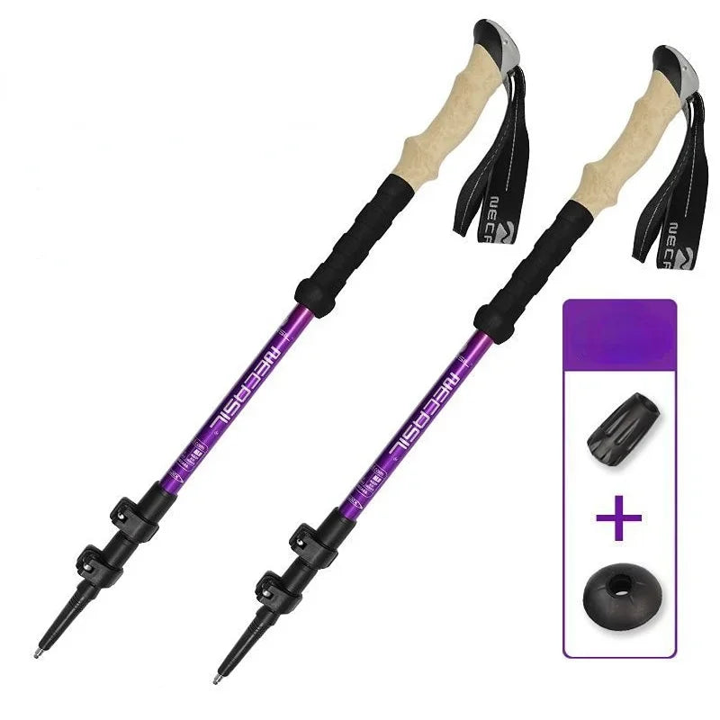 2025 New 2PCS Trekking Poles Walking Sticks Alpenstock Telescopic Ultralight Premium Adjustable with Quick Lock Hiking Cane