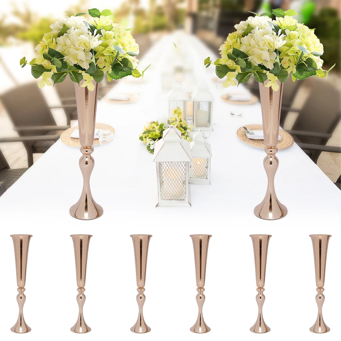6pcs 22.2" Height Flared Design Vases, Desktop-Mounted High Foot Design Versatile Vase