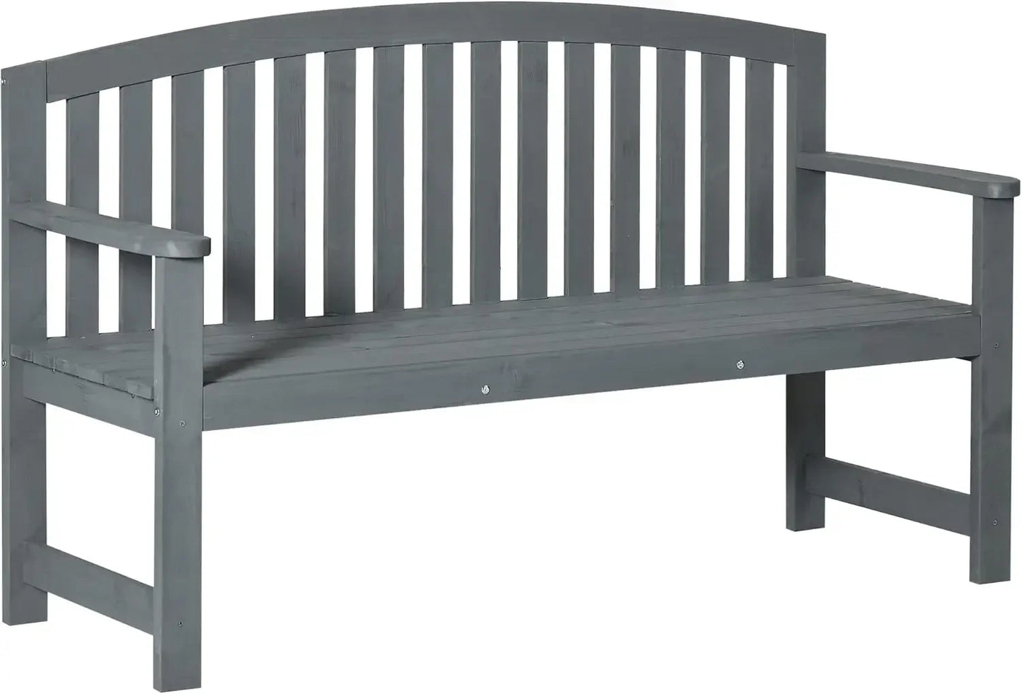 2 Seater Wooden Garden Bench with Armrest,  Outdoor Furniture Chair for Park, Balcony