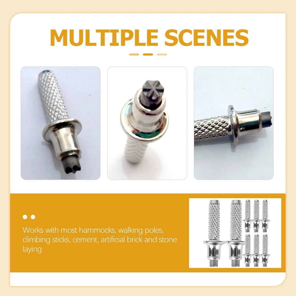 8 Pcs Replacement Trekking Pole Tips Hiking Accessories Walking Sticks Parts Camping Gear For Anti Slip Spikes Metal Feet