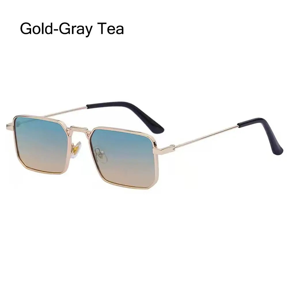 Fashion Small Rectangle Sunglasses Men Women Vintage Punk Square Driving Sun Glasses Luxury Brand Metal Frame Black Eyewear
