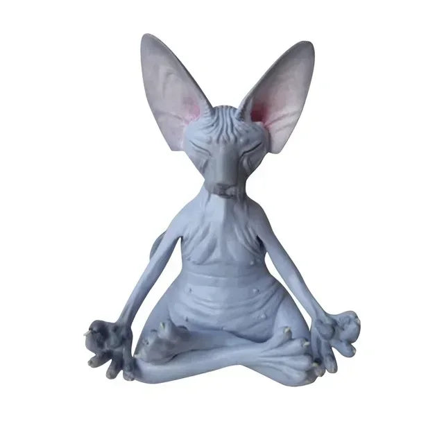 Meditation Yoga Happy Cat Whimsical Buddha Sphinx Figurine Art Decor Sculpture Outdoor Garden Statue Home Decoration Crafts