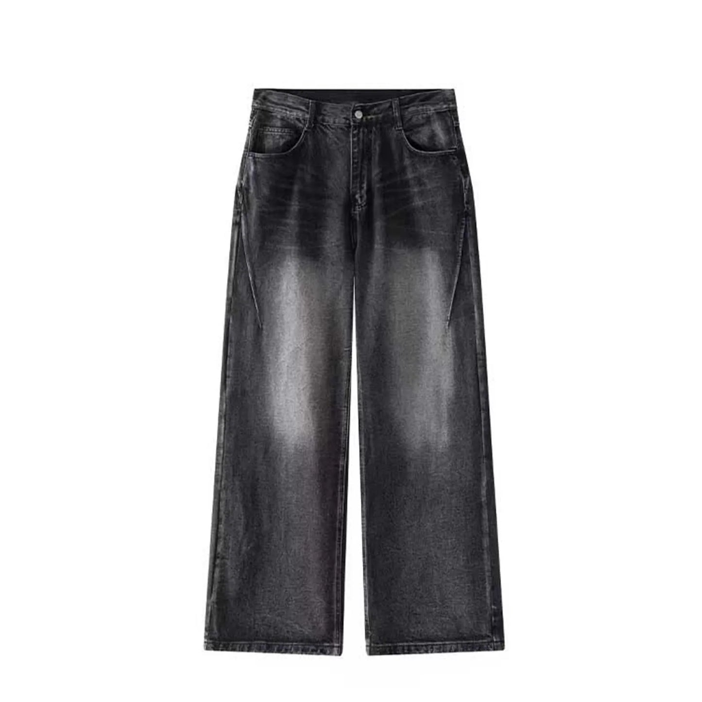 Baggy Jeans Men Distressed Denim Wide Leg Pants Pleated Oversize Hip Hop Trousers Male Korean Streetwear Men Clothing