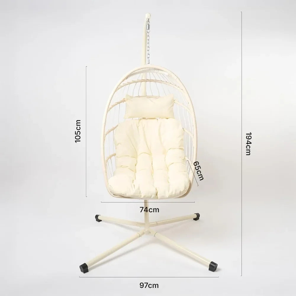 Garden Egg Chair, Hanging Swinging Chair for Patio Furniture Bedroom Outdoor - Indoor Relaxing Comfy, Swing Egg Chair