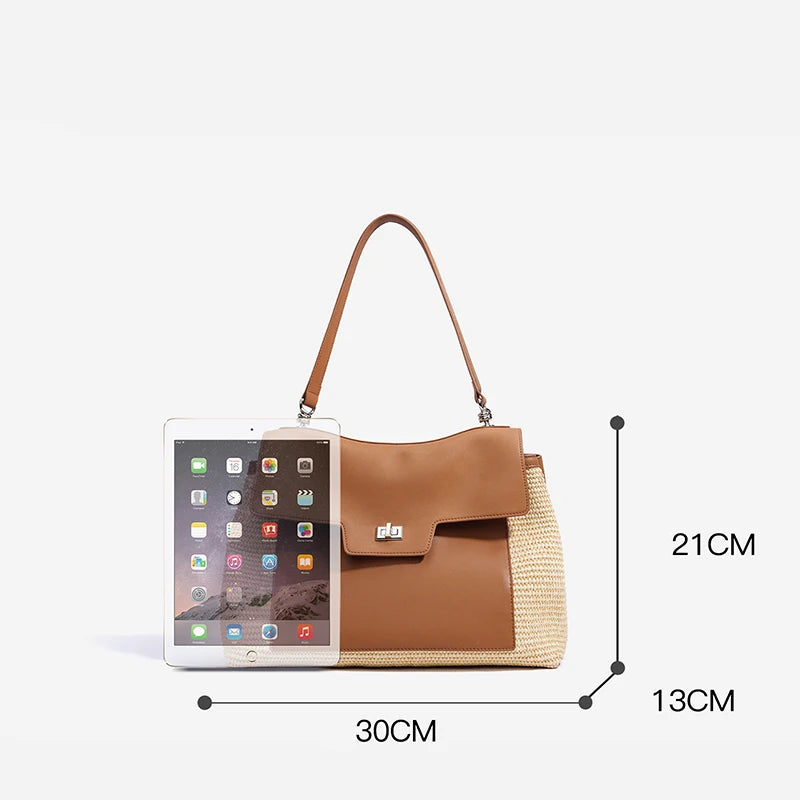 Luxury Niche Large Capacity Shoulder Bag Women's Handbag 2025 New Advanced Woven Tote Bag Commuter Casual Messenger Bag