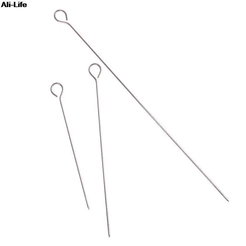 10pcs Outdoor Camping Picnic Meat Goose Round Roast Skewers Stick Stainless Steel BBQ Needle Barbeque Skewers Kitchen Utensils