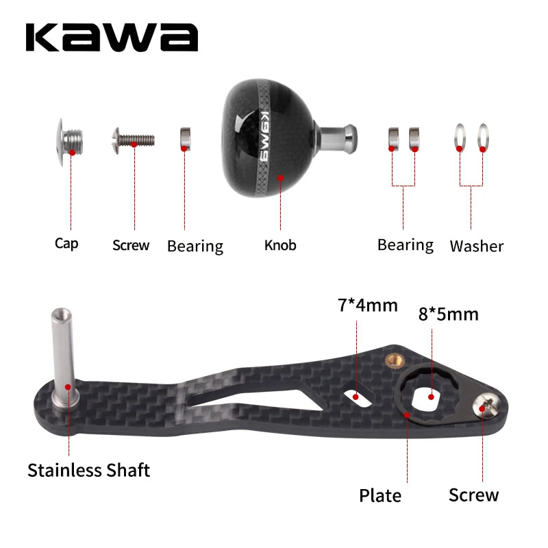 Kawa 1pc Fishing Reel Handle Carbon Fiber Materails Super Light Suit For Shi/D/Ab Series Casting Double Reel Handle AccessoryDIY
