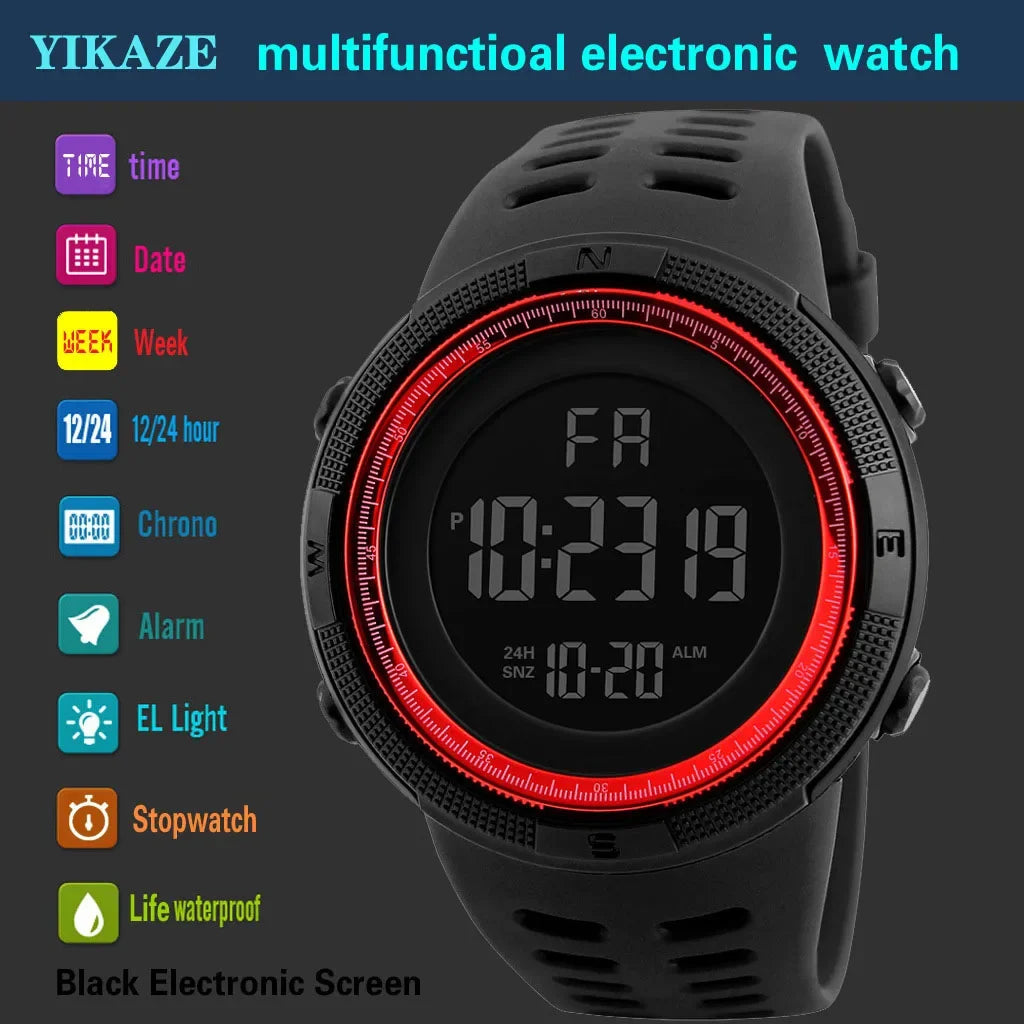 YIKAZE X01 Men's Digital Watches Multifunction Military Men Sports Wristwatch Sweatproof Luminous  Man Student Electronic Watch