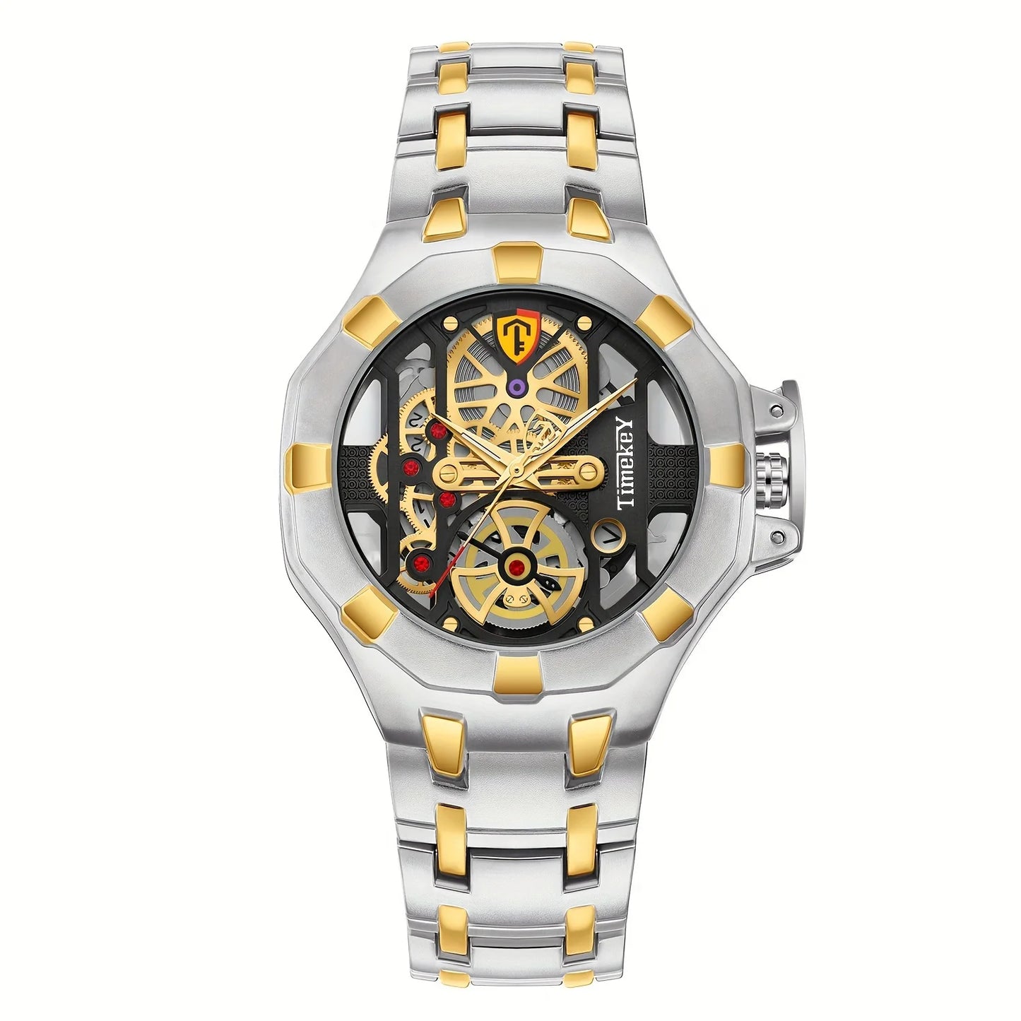 1pc skeleton design quartz men's watch with inner wheel design, technology, Christmas gift, New Year's gift。 watches for men