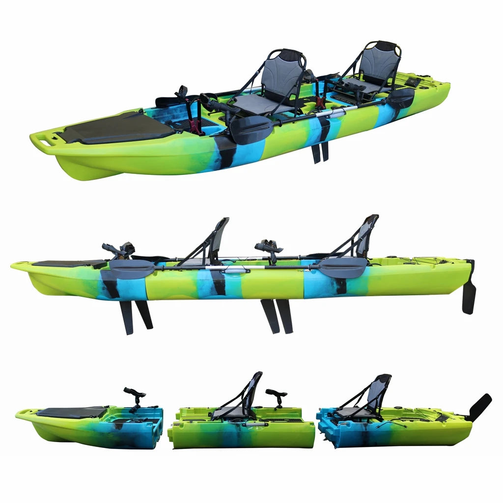 Vicking Detachable 3 Section 4.2 Meter 2 Person Tandem Pedal Fishing Kayak with Drive Supports Custom Colors and Logos