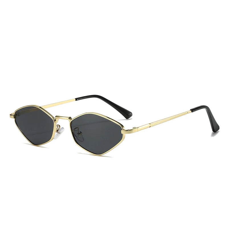 Small Polygonal Sunglasses Women Luxury Brand Steampunk Metal Frame Sun Glasses Ladies  Vintage Rhombus Shades UV400 Eyeglasses