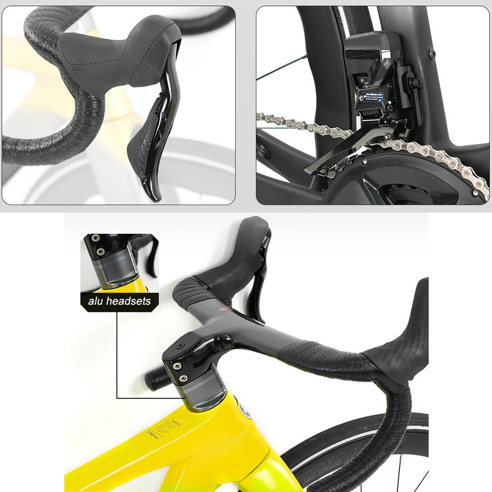 TWITTER Full Carbon Light Weight Road Bike Wireless WheelTop EDS 24S Racing Bicycle 4-Piston Disc Brake With 50mm Carbon Wheels
