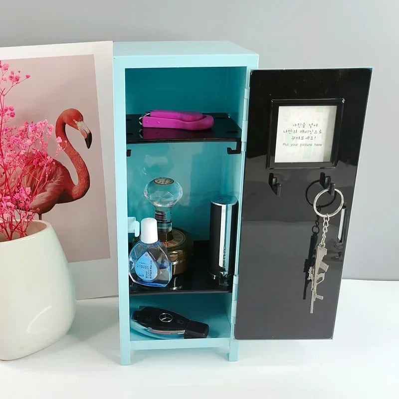 Iron Storage Box Dormitory Cosmetics Storage Cabinet Mini Safe Girls' Holiday Gifts Desktop Small Items Mini Storage Cabinet