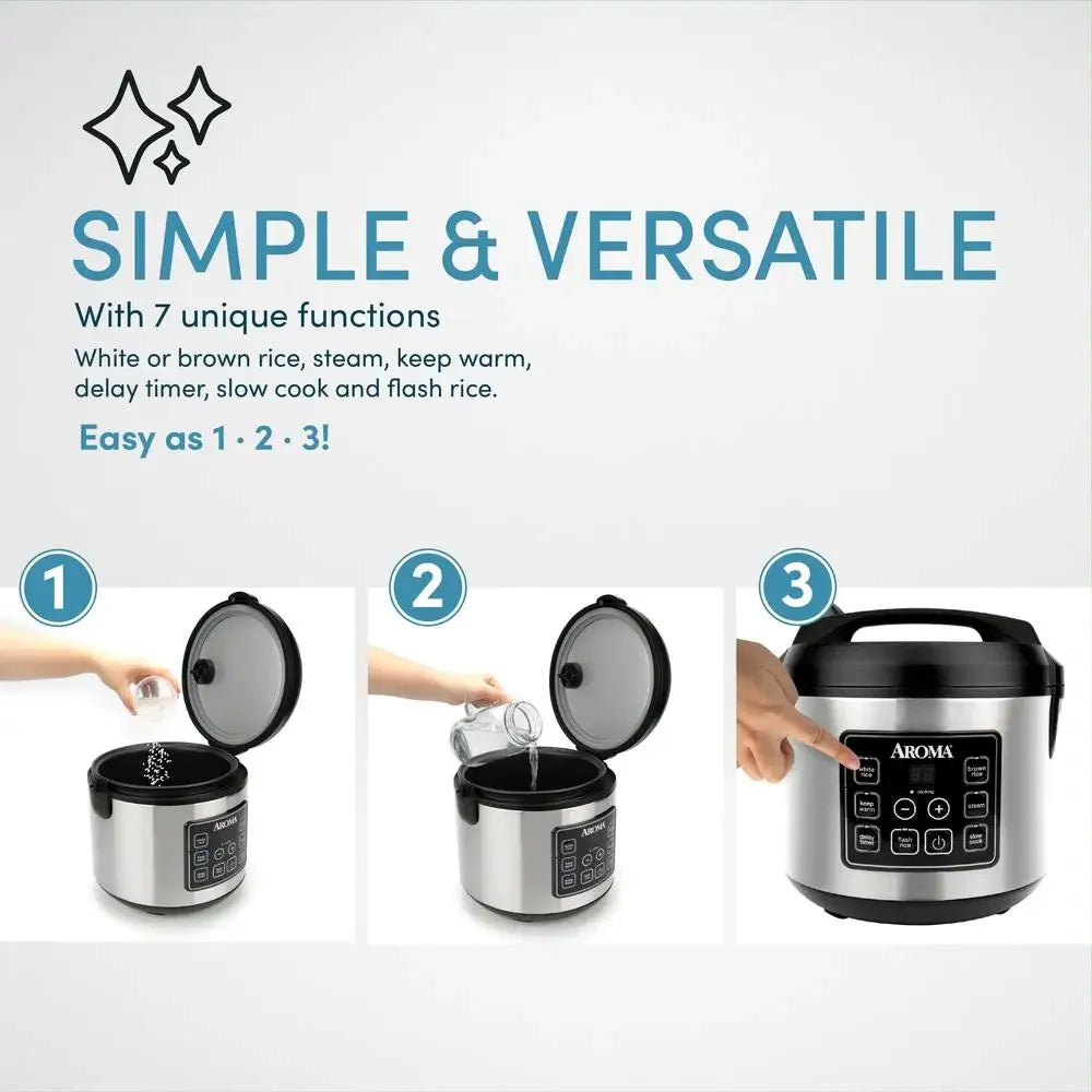 20-Cup Multi-Cooker and Rice Cooker with Programmable Controls and Steamer Ideal Variety of Rice Meat and Vegetables Nonstick