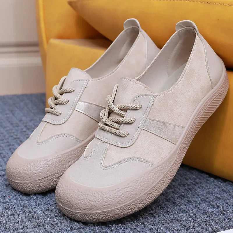 2025 New Women's Wide Toe Flat Shoes Spring Fashion Casual Comfortable College Style Soft Sports Footwear for Outdoor