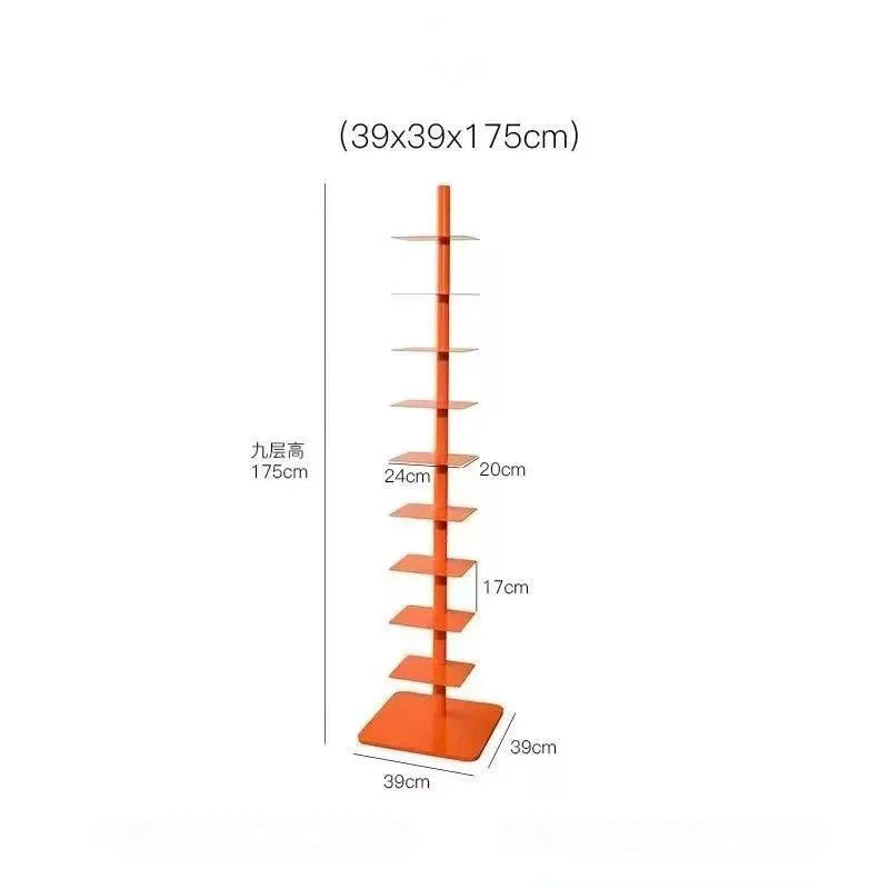 MOMO Iron Living Room Shelf Simple Storage Floor Ins Creative Multi-layer Rotating Invisible Display Shelf Bookshelf