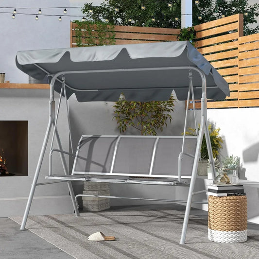 Garden Swing Chair, with Adjustable Tilting Canopy, Breathable Mesh Seat and Heavy Duty Metal Frame, Patio Swing Bench