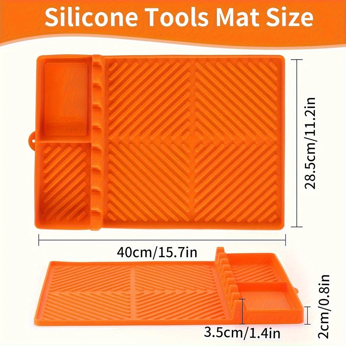Silicone Mat for Outdoor Barbecue Kitchen Countertop, Large Silicone Shovel Mat with Drip Pad, Barbecue Tool Storage Rack