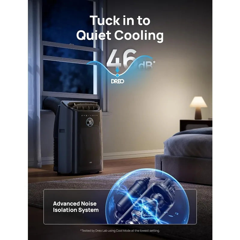 Dreo Portable Air Conditioners, 14,000 BTU AC for Bedroom with Drainage-free Cooling,46dB Quiet, APP/Voice/Remote,24h Timer