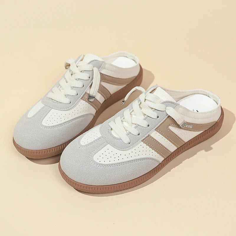 2025 New Women Shoes Sports Round Toe Flat Female Footwear Casual Sneakers Clogs Platform Summer Slip on Creeper Baotou Slippers