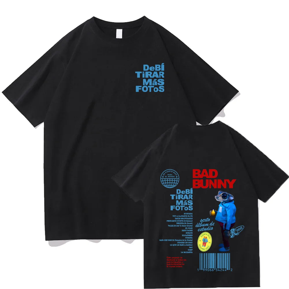 Bad Bunny Debi Tirar Más Fotos T-Shirts Harajuku Unisex Clothes Women Men Cotton High Quality Tshirts Casual Y2K Streetwear Tee